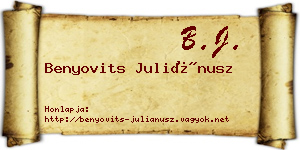 Benyovits Juliánusz névjegykártya